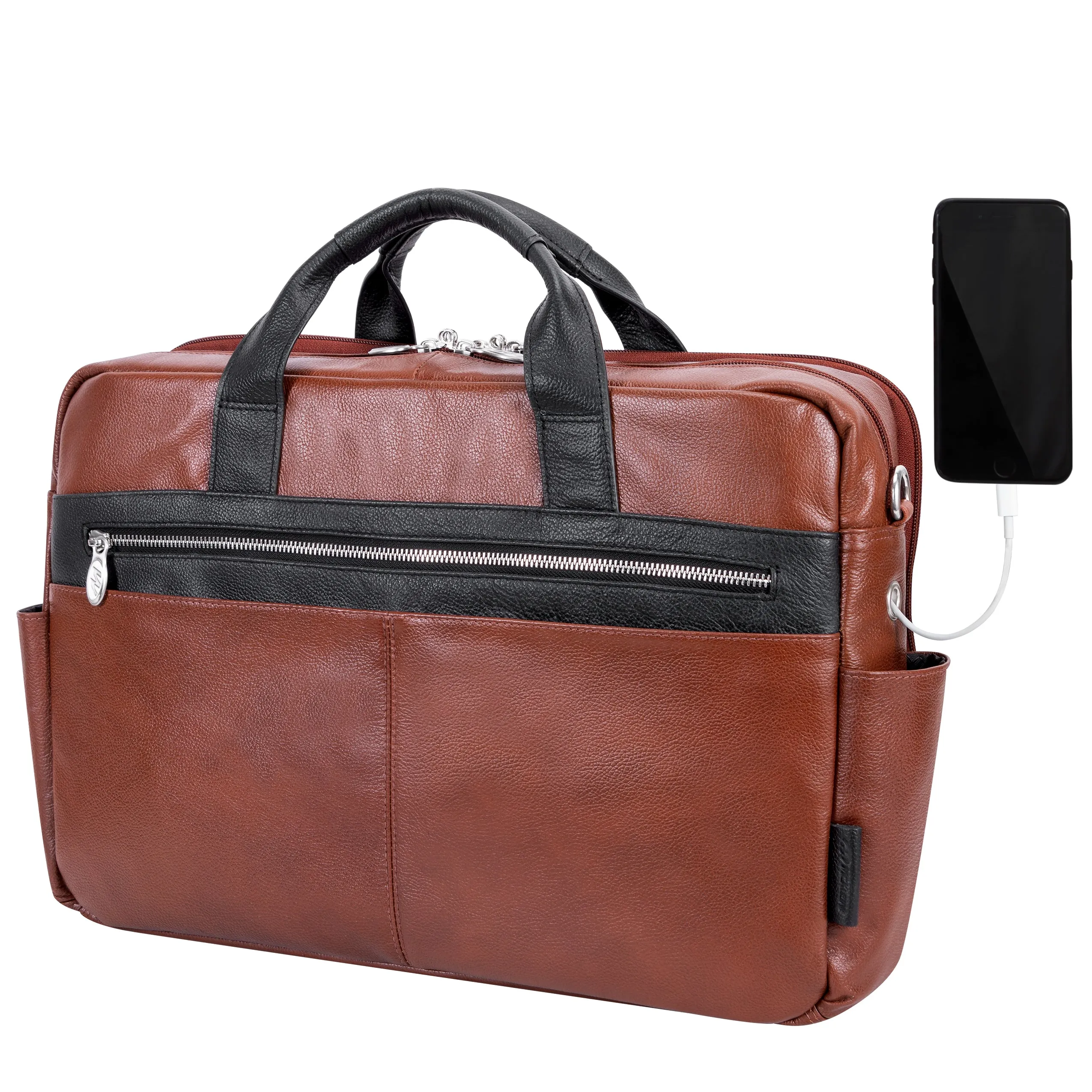 SOUTHPORT | 17” Leather Two-Tone Laptop Briefcase