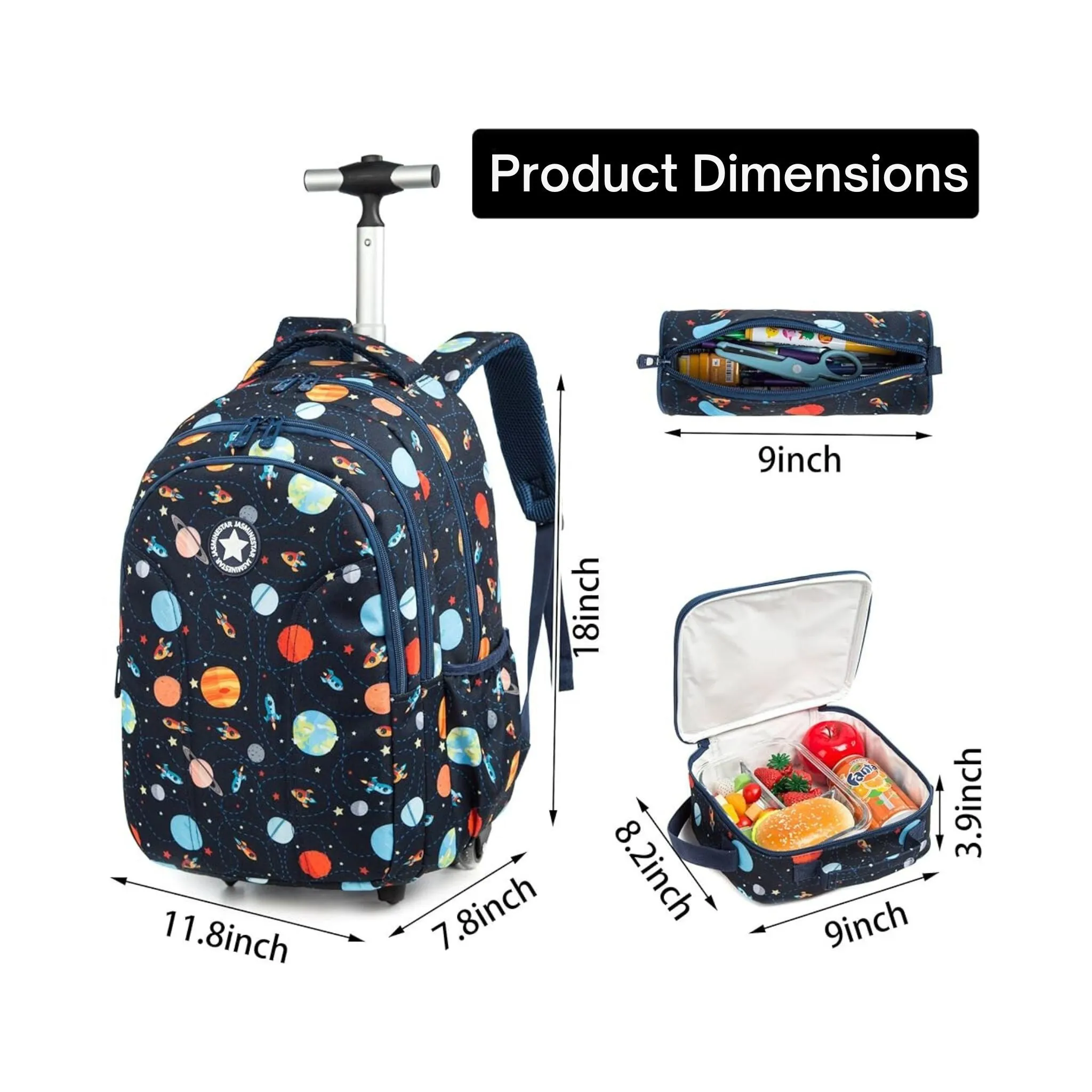 Space 3-Piece Trolley Backpack Set