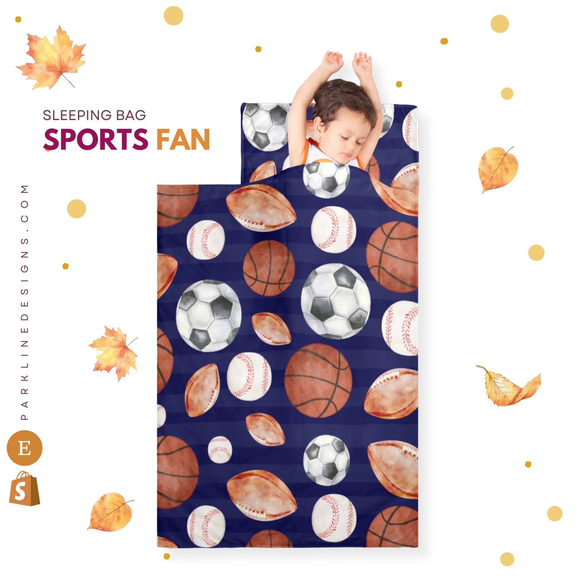 Sports Fan Kids' Long Sleeping Bag | A Catchy Blend of Comfort & Style | Lightweight and Durable Sleeping Bag for Kids