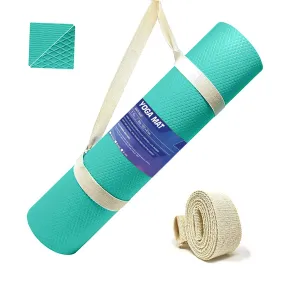 Strauss Anti Skid EVA Yoga Mat with Carry Strap, 6mm, (Sea Green)