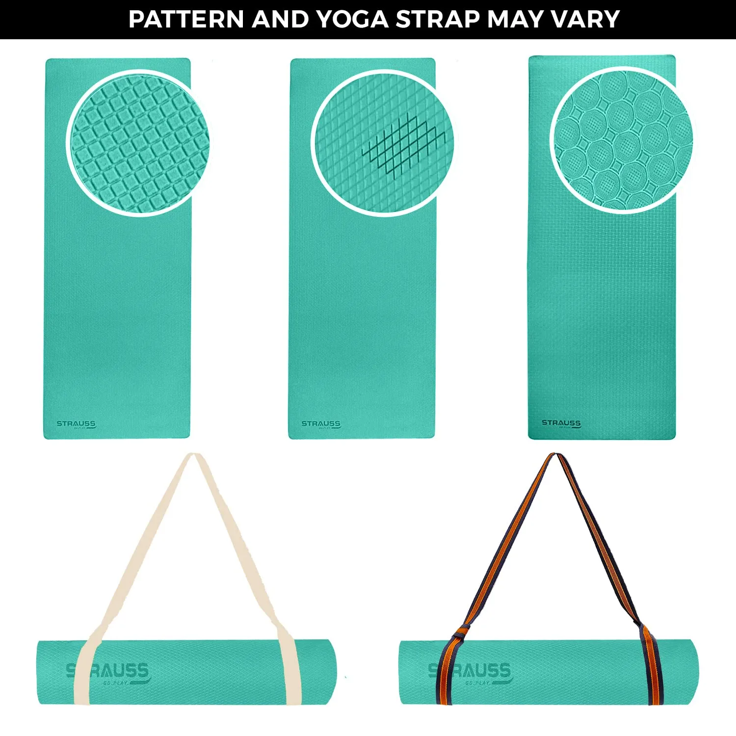 Strauss Anti Skid EVA Yoga Mat with Carry Strap, 6mm, (Sea Green)