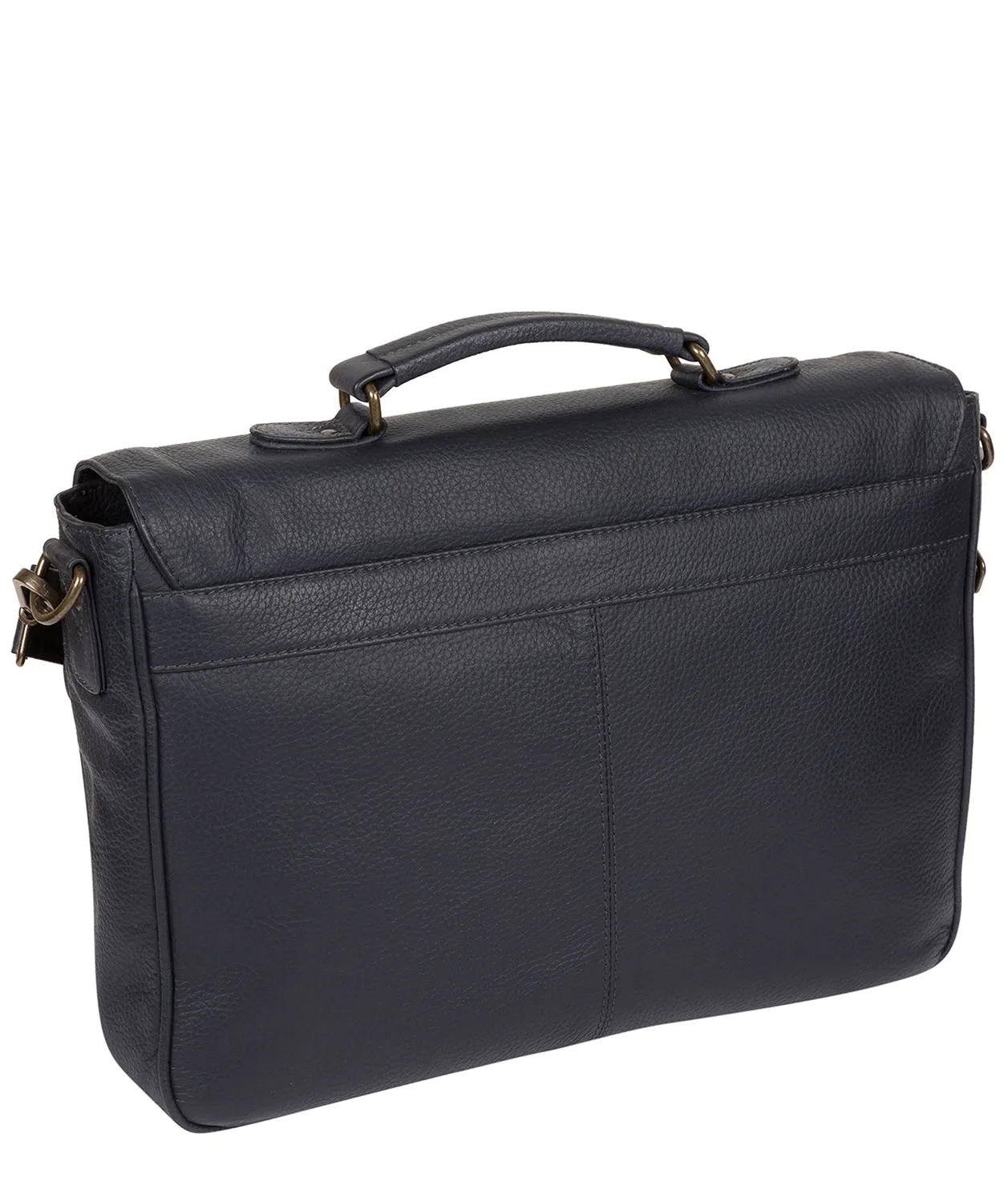 'Task' Navy Leather 14-Inch Laptop Briefcase