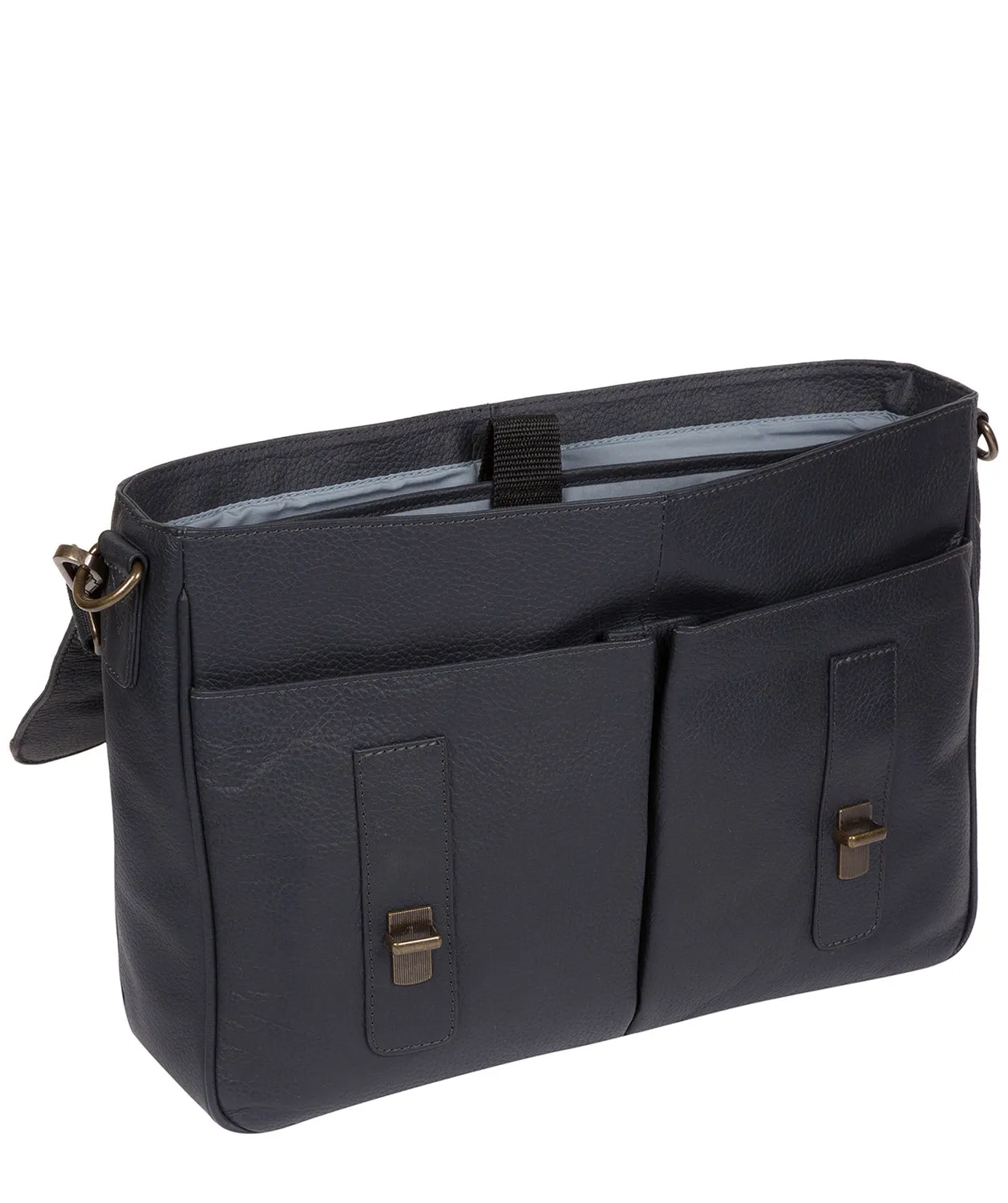 'Task' Navy Leather 14-Inch Laptop Briefcase