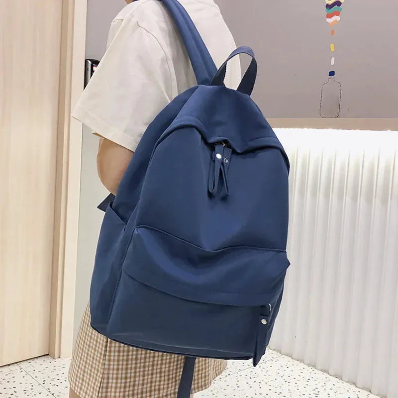 TAVIMART  -  Fashion Women Backpack Female School Blue Bag For Teenager Girls Anti Theft Laptop Shoulder Bags Solid Color Travel Backpack