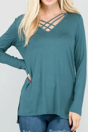 Teal Criss-Cross Top