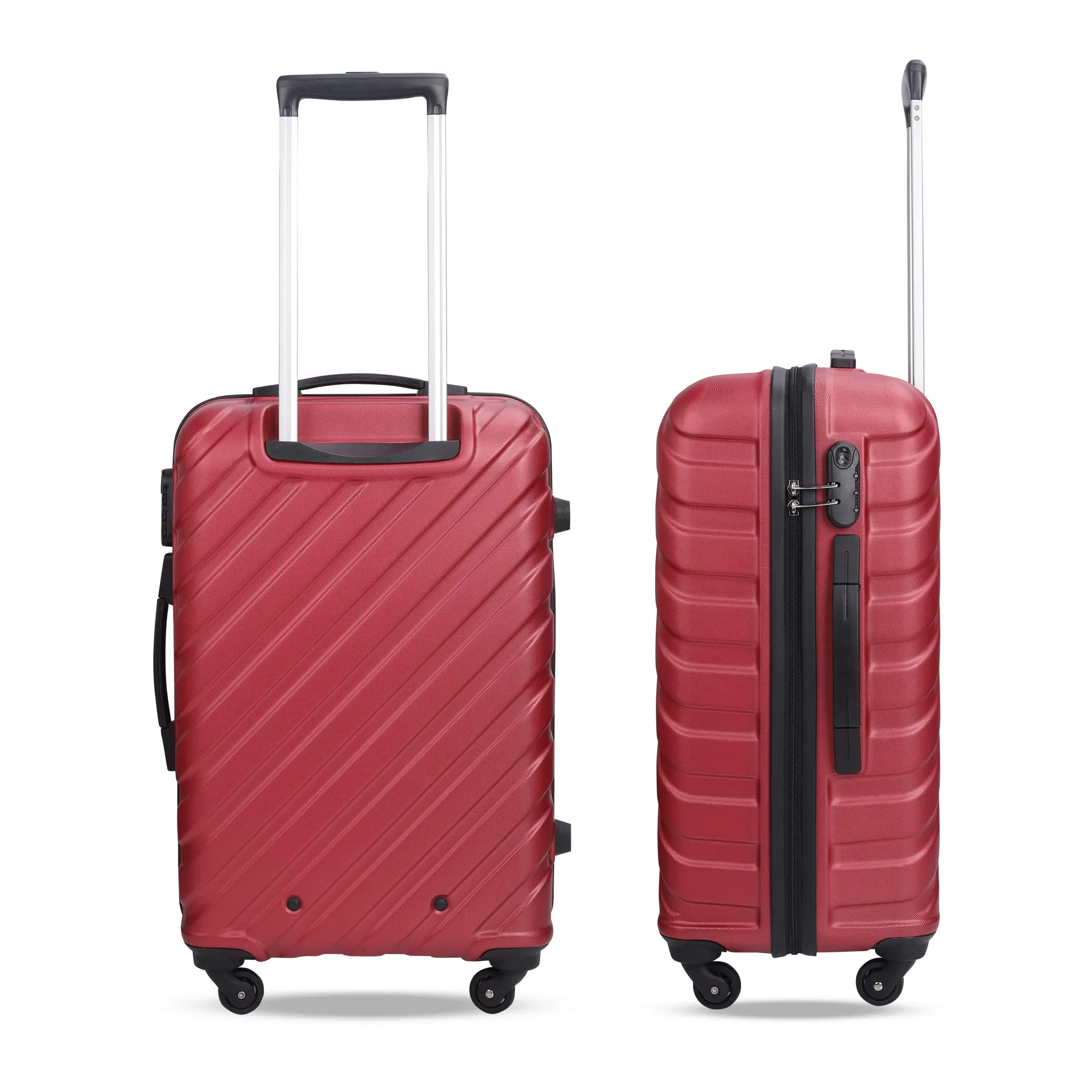 THE CLOWNFISH Armstrong Combo of 2 Luggage ABS Hard Case Suitcase Four Wheel Trolley Bags- Red (Medium-65 cm-24 inch, Small-54 cm-20 inch)