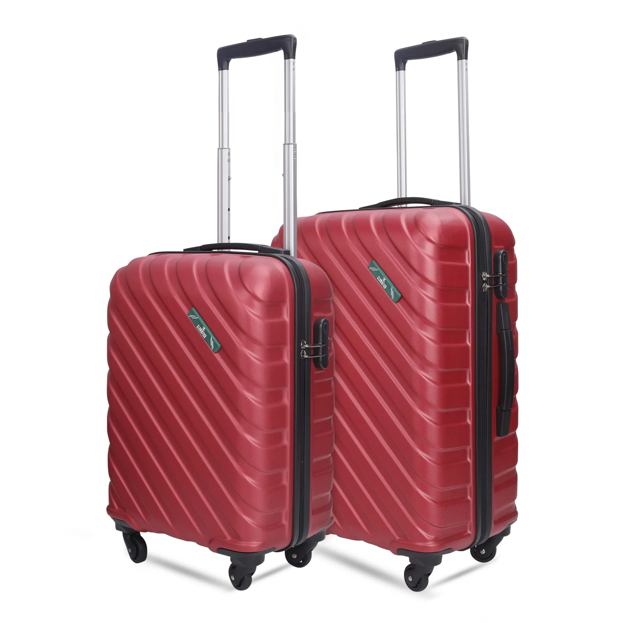 THE CLOWNFISH Armstrong Combo of 2 Luggage ABS Hard Case Suitcase Four Wheel Trolley Bags- Red (Medium-65 cm-24 inch, Small-54 cm-20 inch)