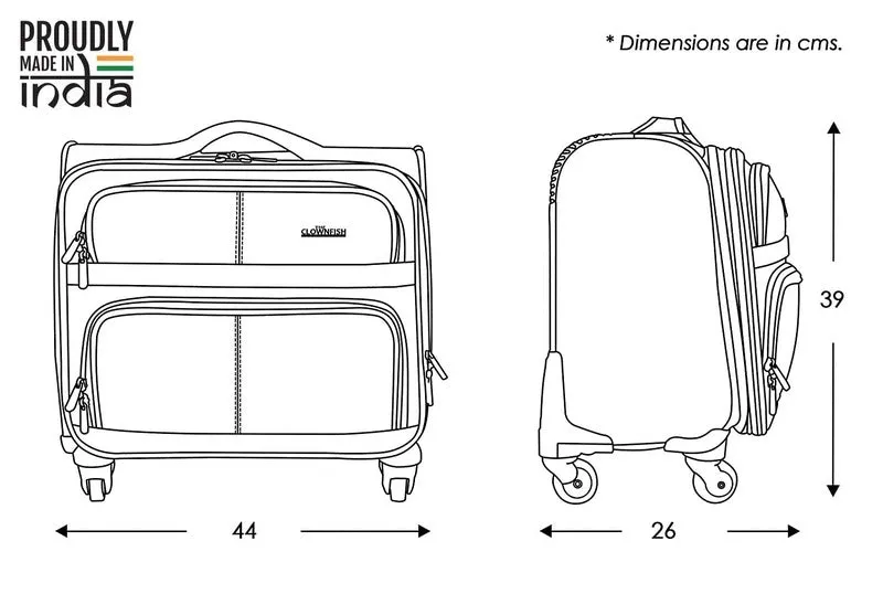 THE CLOWNFISH Drifter 44 Litre Laptop Roller Case - Durable & Stylish | 15.6" Laptop Compartment | Black