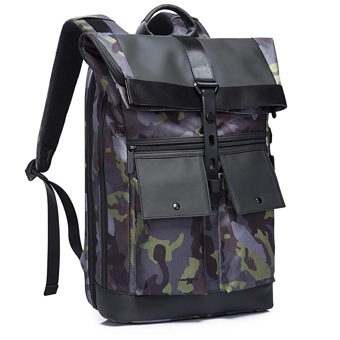 THE CLOWNFISH Water Resistant 30 L Polyester Anti theft Foldable Business Travel 15.6 inch Laptop Backpack (Camouflage-Green)