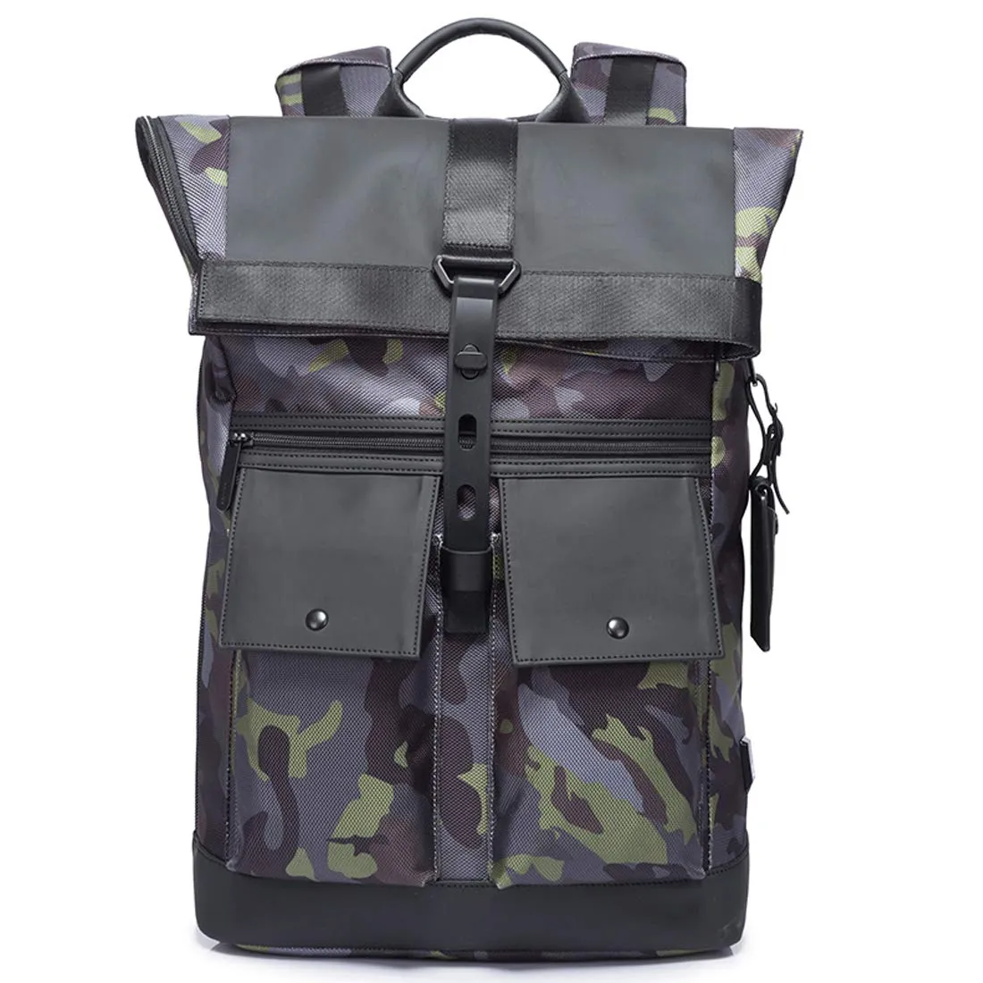 THE CLOWNFISH Water Resistant 30 L Polyester Anti theft Foldable Business Travel 15.6 inch Laptop Backpack (Camouflage-Green)