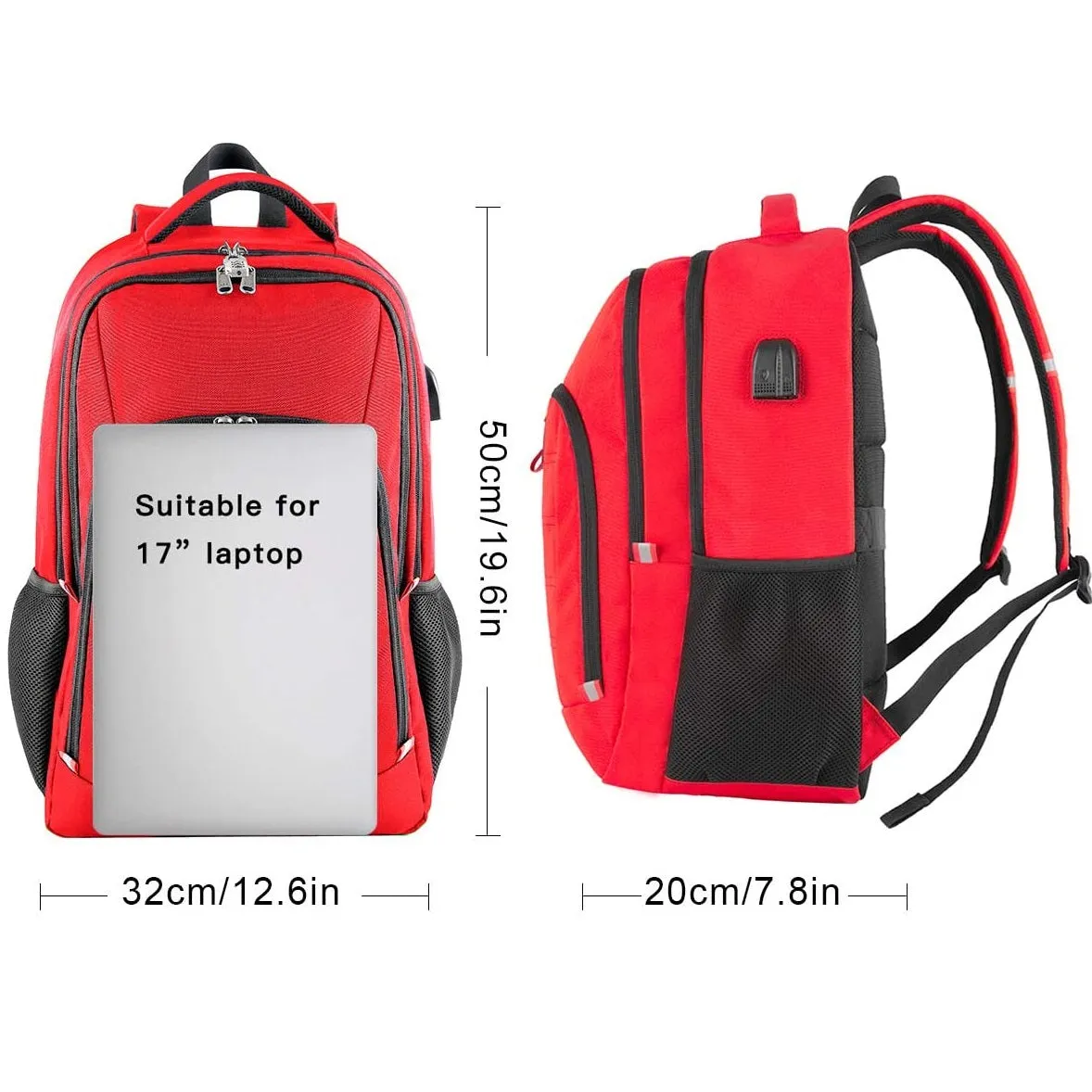 Travel Laptop Backpack | Extra Large Anti Theft College School Backpack for Men and Women | Red