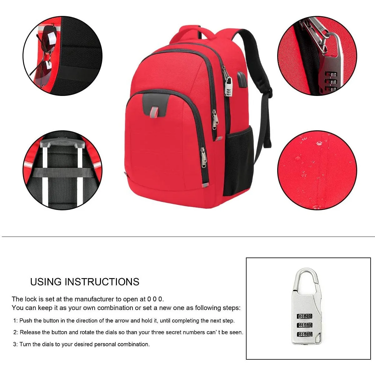 Travel Laptop Backpack | Extra Large Anti Theft College School Backpack for Men and Women | Red