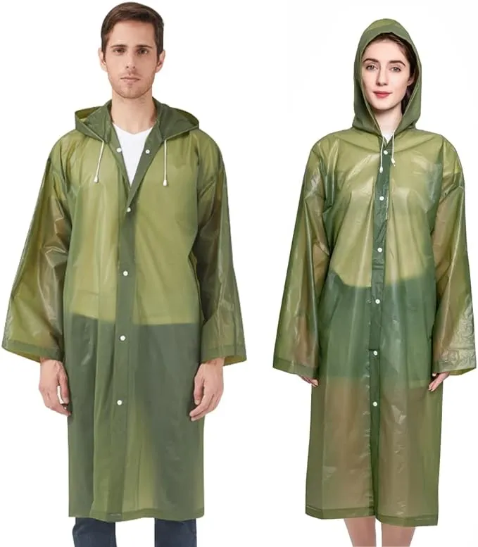 UPSEN Rain Ponchos for Adults, Reusable Raincoats for Women Men, 2 Pack Emergency Rain Jacket with Hood for Disney Outdoor