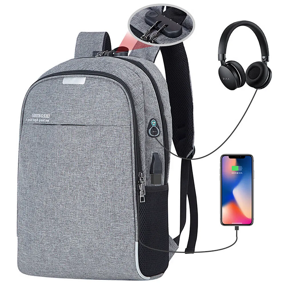 US Waterproof Anti Theft College Backpack Laptop Backpack With USB Charging Port