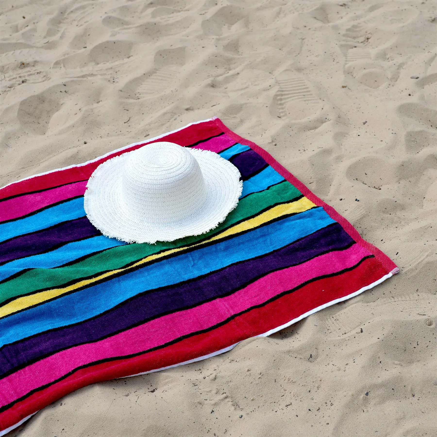 Velour Striped Beach Towel Crimson Skyline