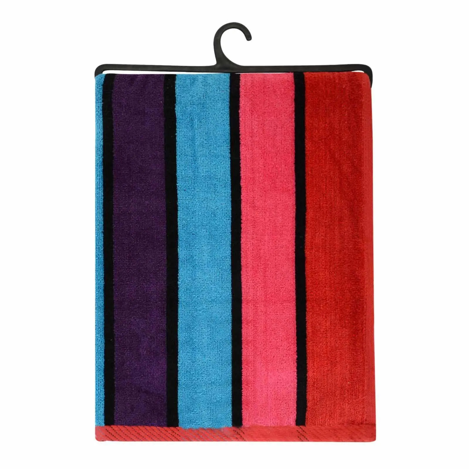 Velour Striped Beach Towel Crimson Skyline