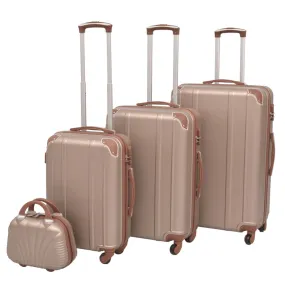 vidaXL Four Piece Hardcase Trolley Set Champagne