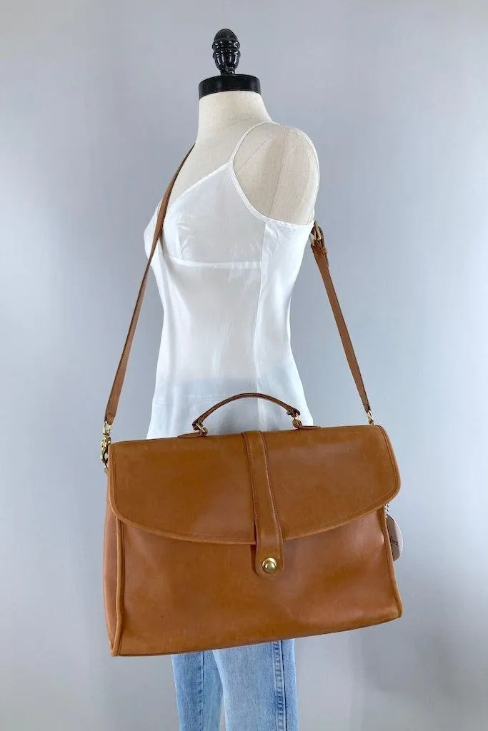 Vintage Tan Leather Coach Messenger Bag