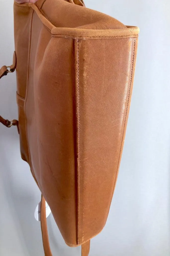 Vintage Tan Leather Coach Messenger Bag