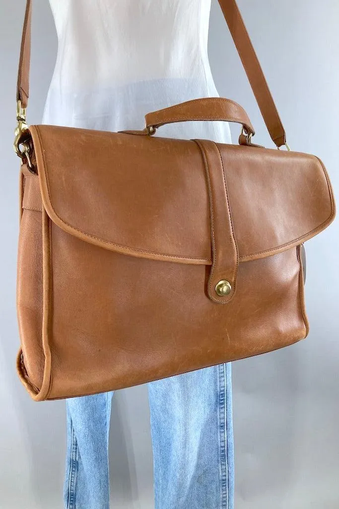 Vintage Tan Leather Coach Messenger Bag