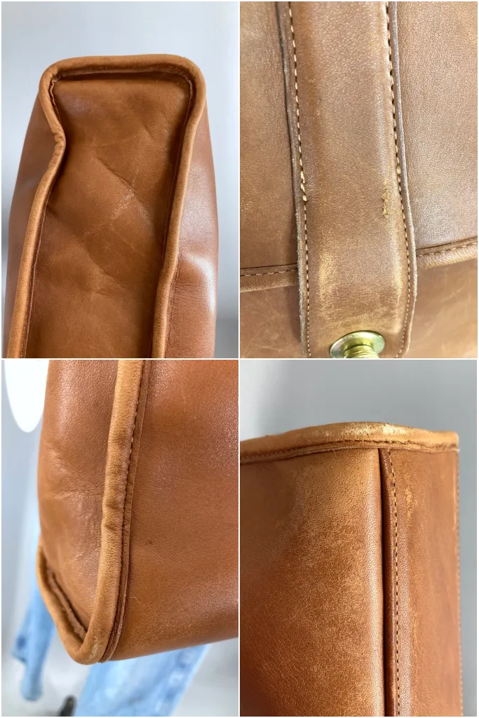 Vintage Tan Leather Coach Messenger Bag