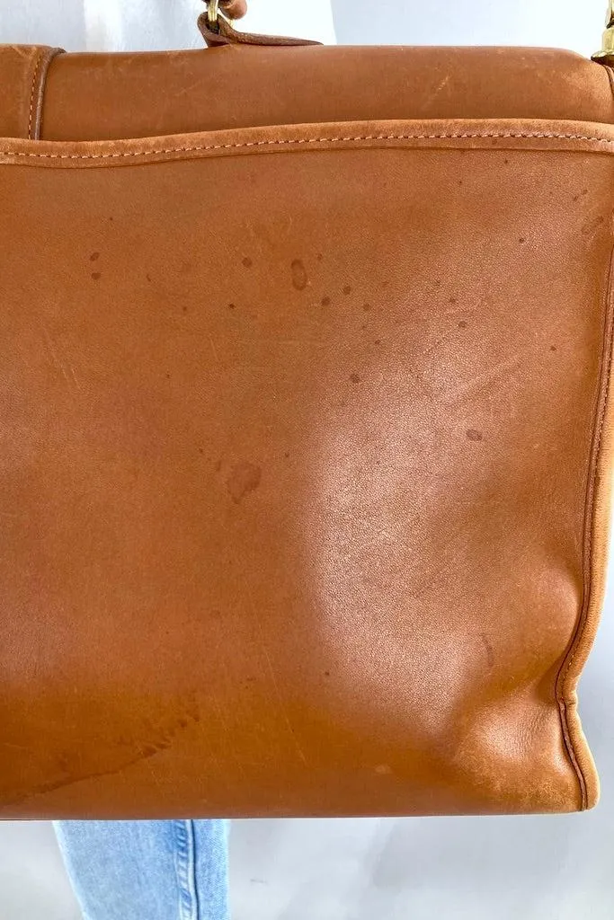 Vintage Tan Leather Coach Messenger Bag