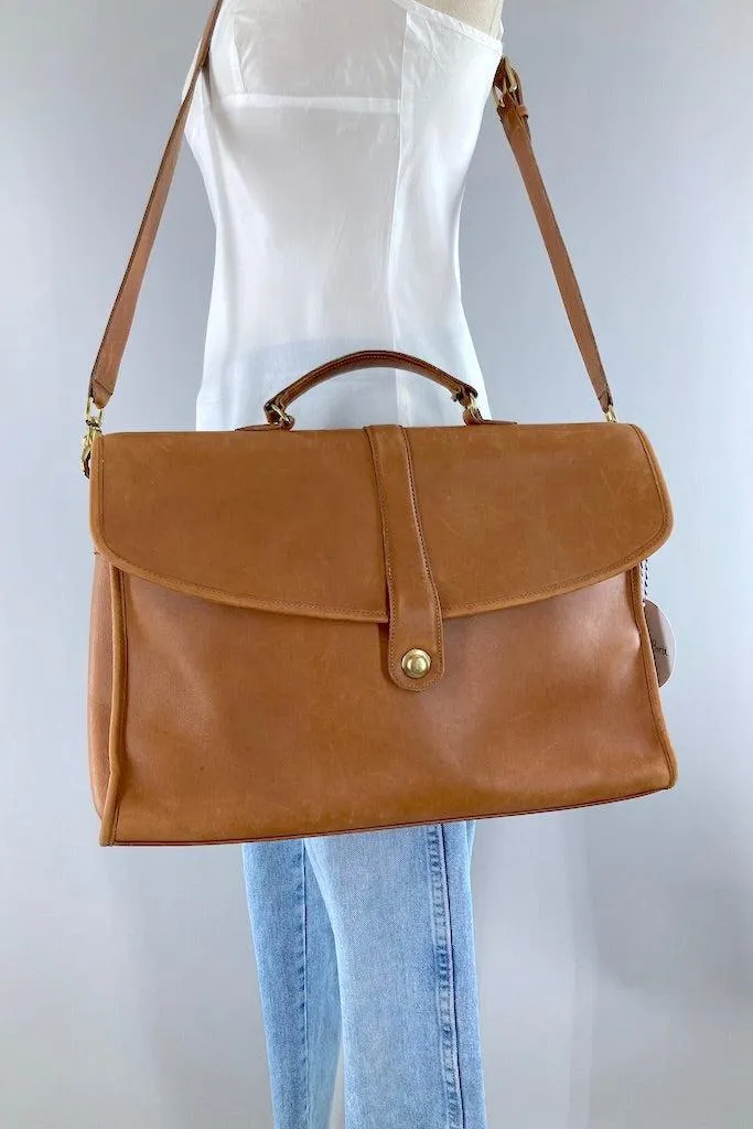 Vintage Tan Leather Coach Messenger Bag