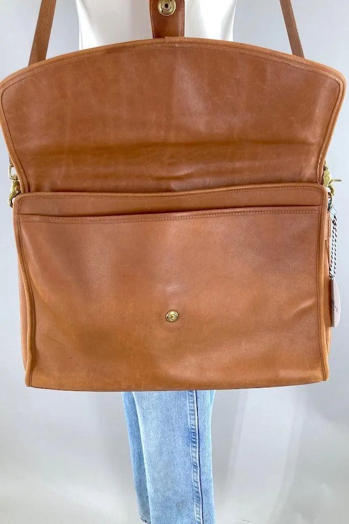 Vintage Tan Leather Coach Messenger Bag