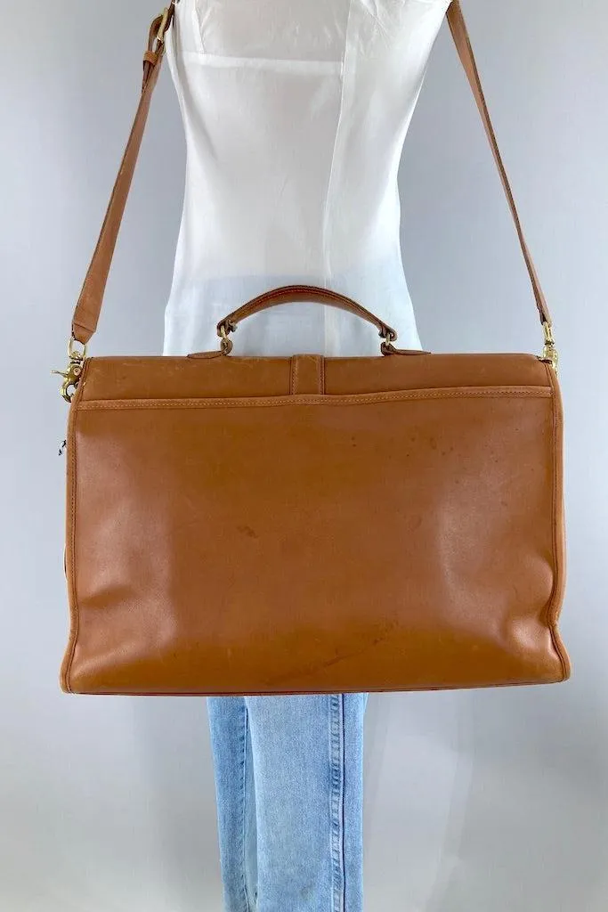 Vintage Tan Leather Coach Messenger Bag