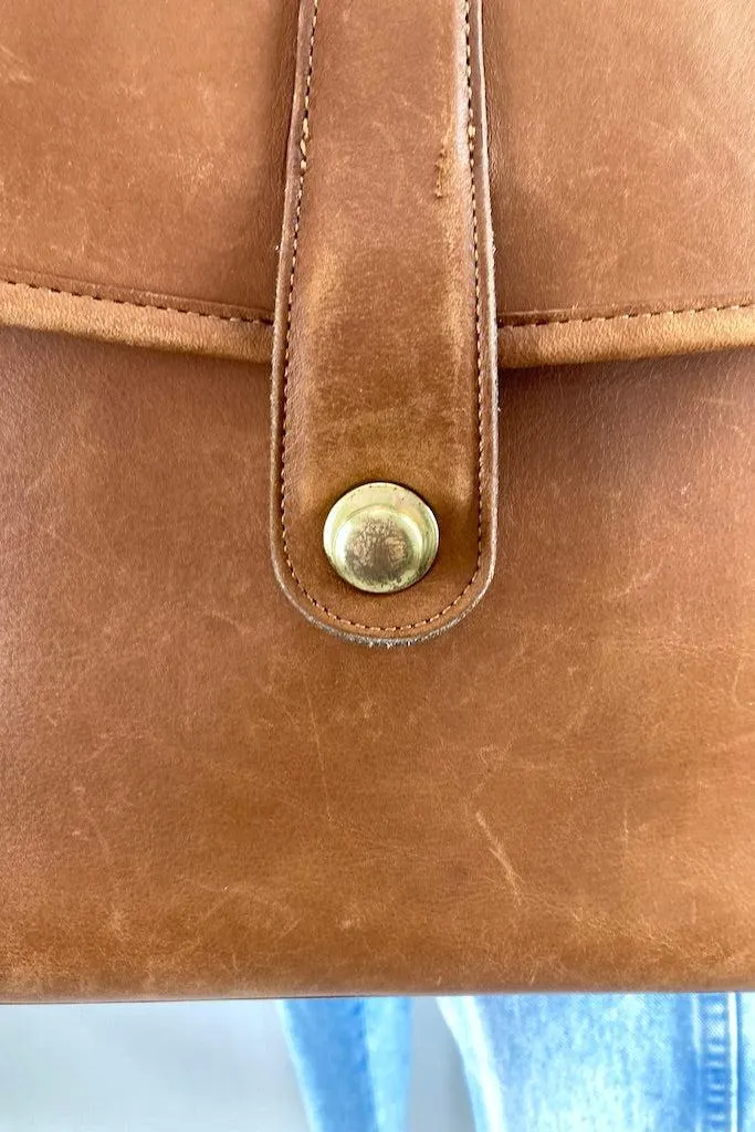 Vintage Tan Leather Coach Messenger Bag