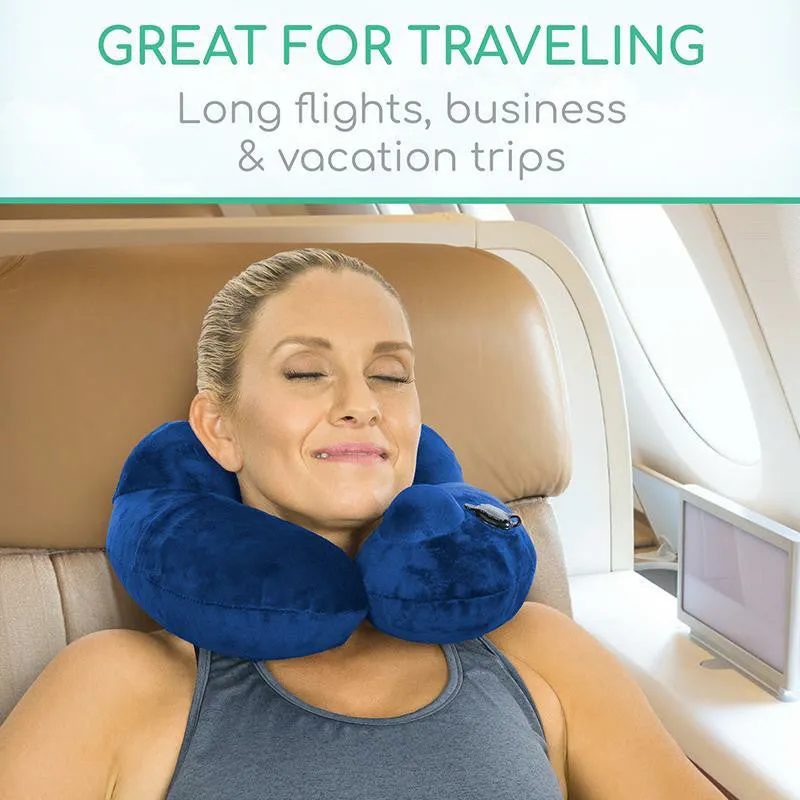 Vive Health Xtra-Comfort Inflatable Travel Neck Pillow - Blue