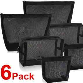 Wholesale Black Mesh Toiletry Bags Travel Makeup Bag Small Large Case Organizer Cosmetic Cases Toiletries Storage Handbag Pouch