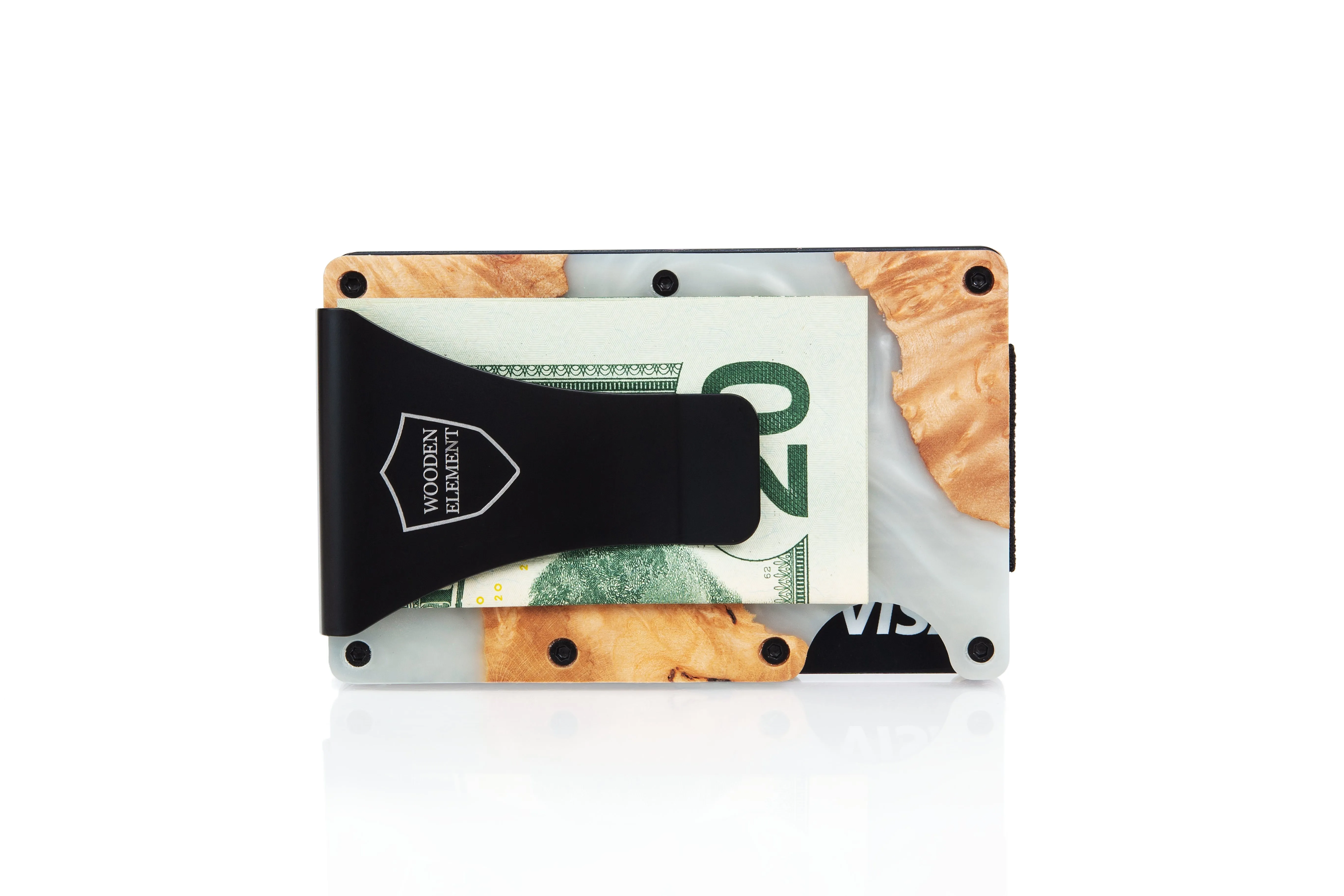 Wood and Resin Smart Wallet (Pearl White)