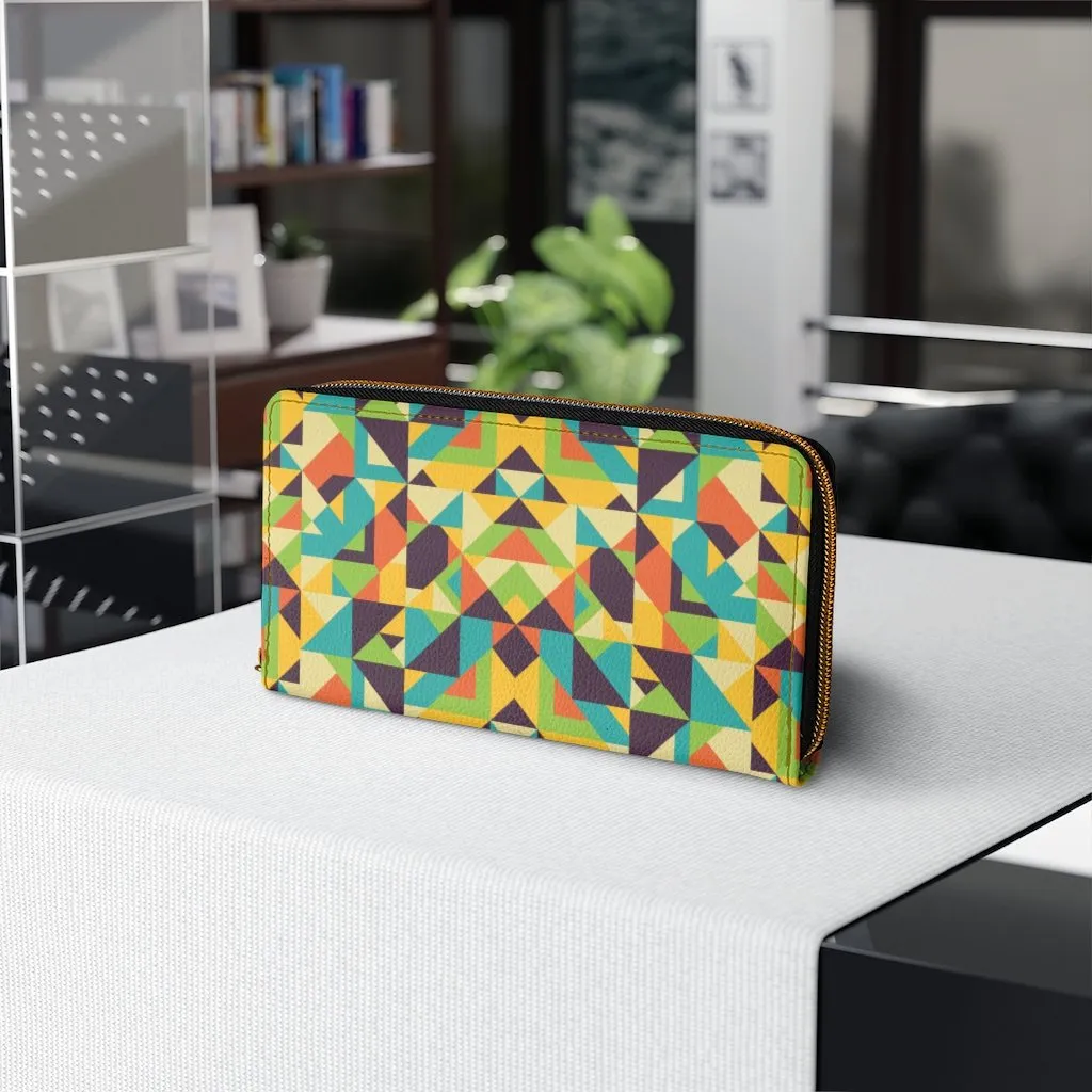 Wristlet Phone Wallet, Yellow and Purple Multicolor Geometric Style Purse