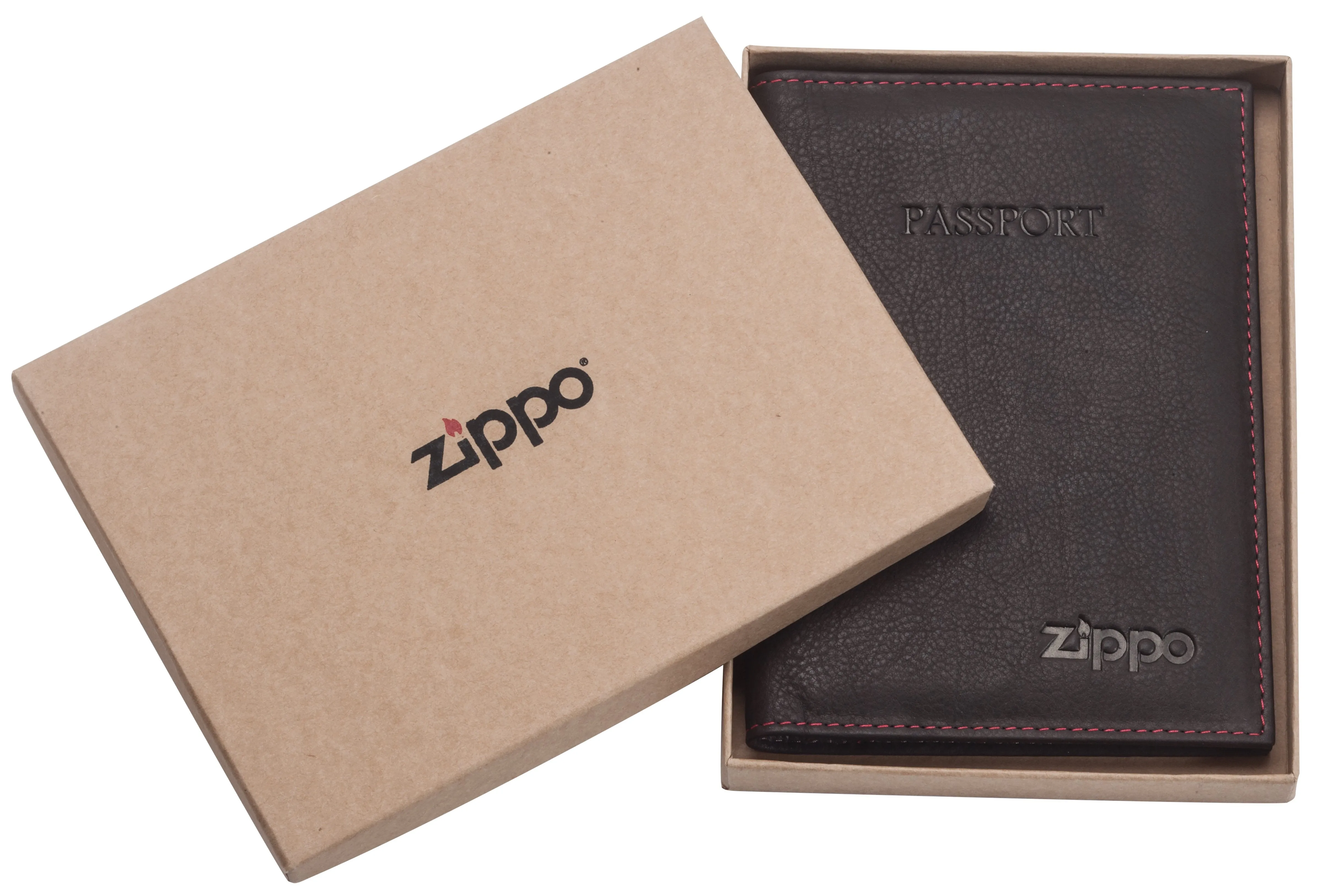 ZIPPO PASSPORT HOLDER MOCHA LEATHER